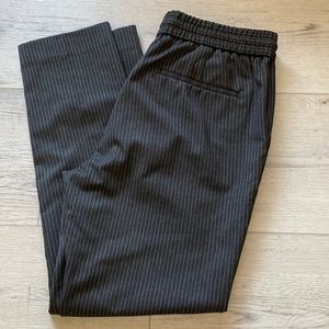 Black with White Stripe Stretch Waist Pants
